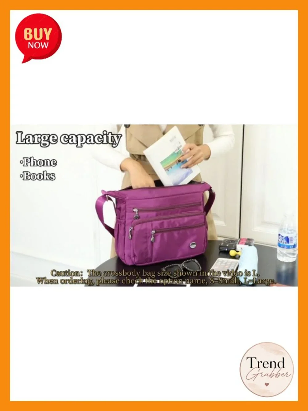 Waterproof Nylon Shoulder Bag Crossbody Purse Multiple Pockets Satchel Tote